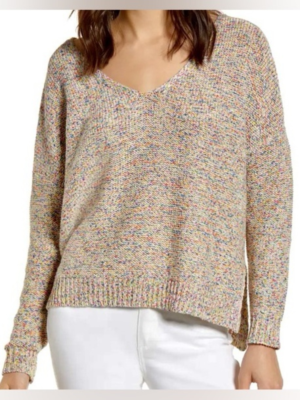 Cupcakes & Cashmere Gardner Multi Speckled Confetti Relaxed Fit Sweater MEDIUM